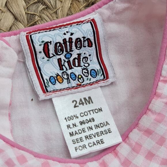 Cotton Kids Seersucker Outfit Set Pink Check Whale Nautical Beach Summer 24mos - Picture 6 of 7